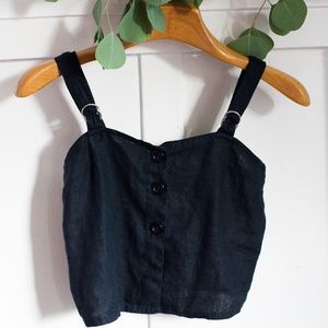 Caves Collect Linen Top - Cropped